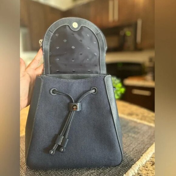 EUC Kate Spade New York Leila Denim Medium Flap Backpack - Picture 4 of 9